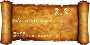 Kövendi Kada névjegykártya